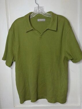 Everlane Men’s Size Large Green Waffle Knit Polo Shirt Organic Cotton
